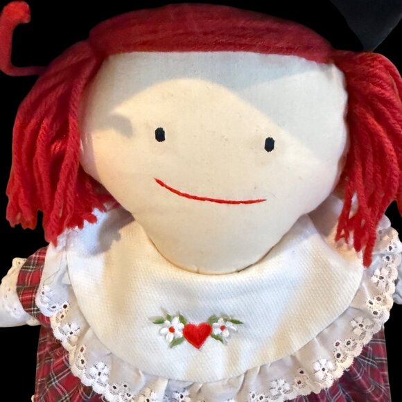 Vtg 1990 Eden 20" Madeline Cloth Doll, Red Paid Dress, Black Hat & Appendix Scar - Picture 2 of 8